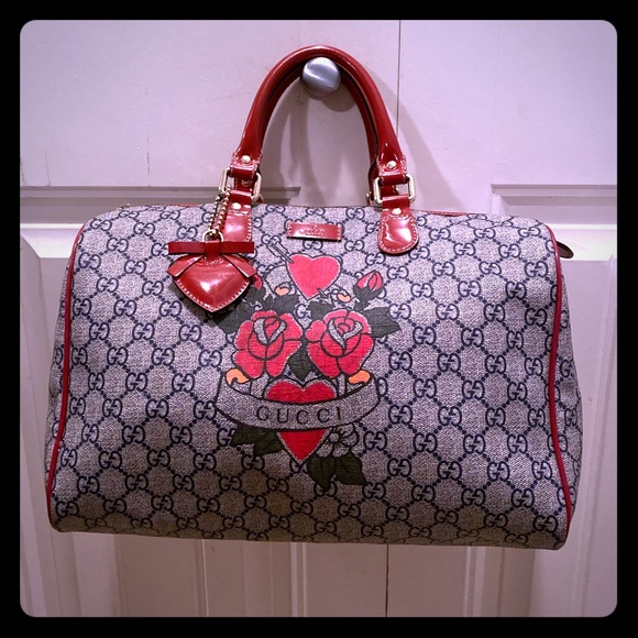 💯 Authentic Gucci Tattoo Heart Joy Boston Bag